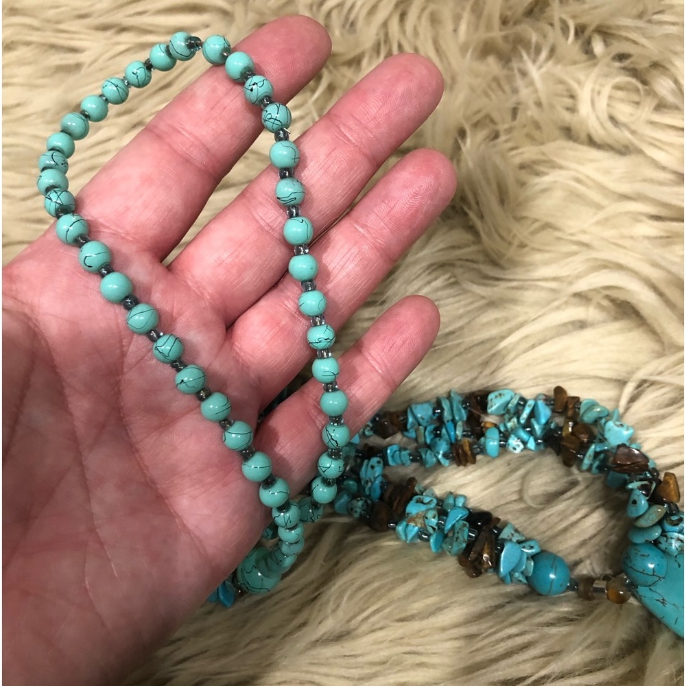 Turquoise chunky boho necklace - Picture 2 of 8